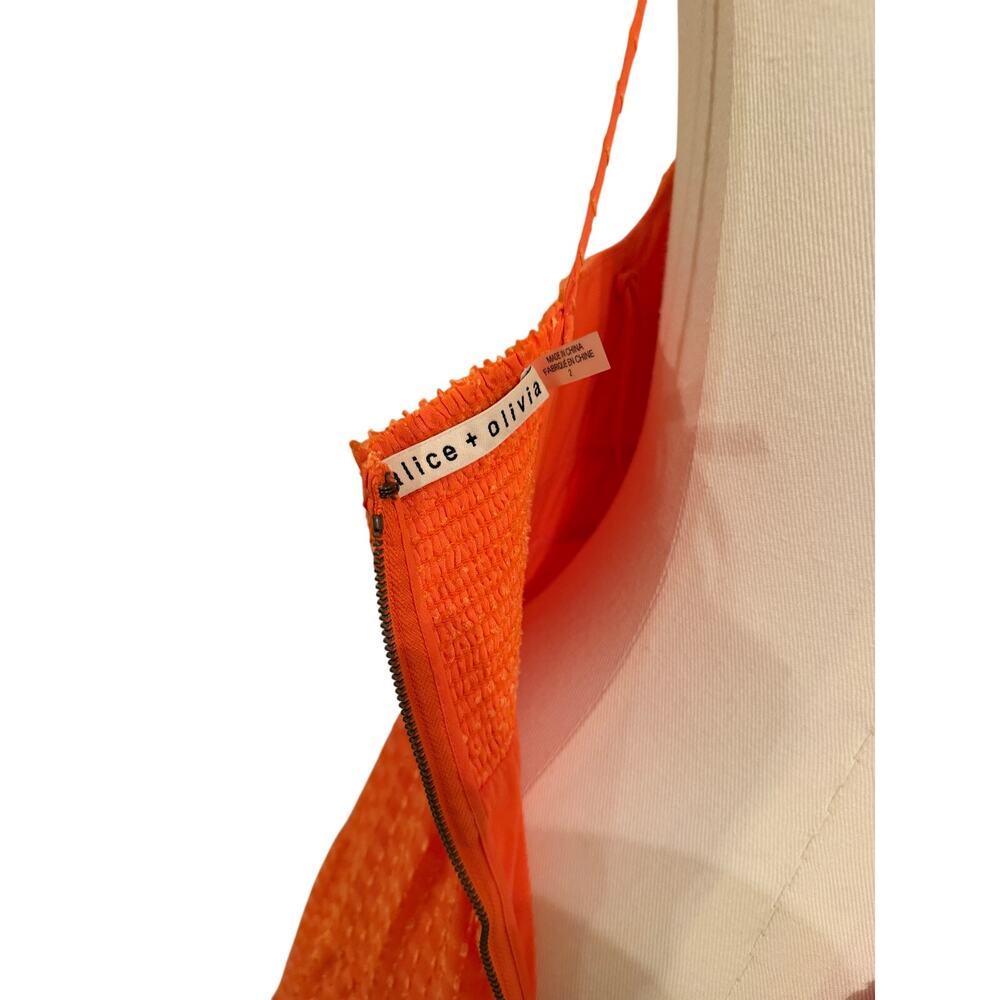 Alice & Olivia Minka Tie-Front Tiered Maxi Dress Orange V-Neck Keyhole - - Picture 8 of 8